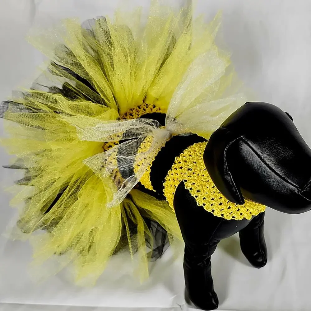 Handmade Bumblebee Pet Tutu Dress – Small Dog Costume NWT Yellow/Black